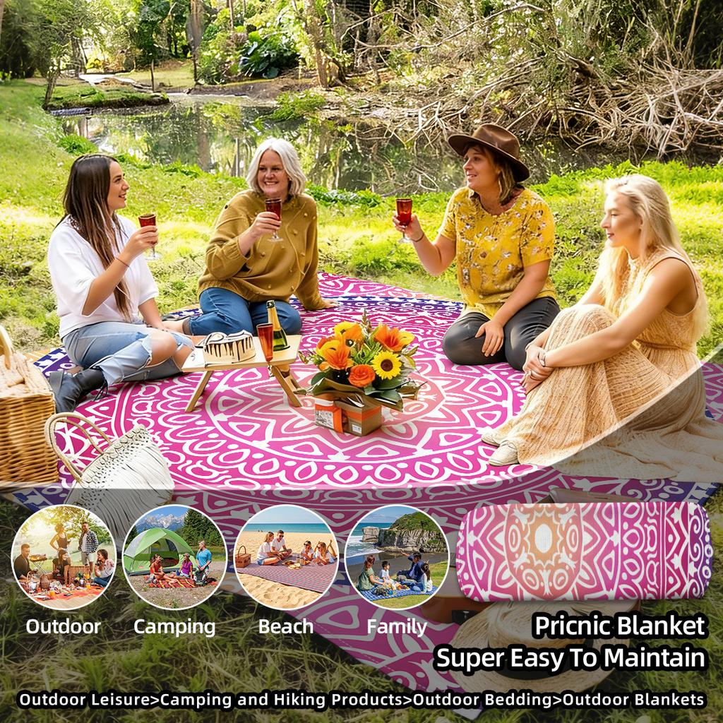 Printed Pattern Mandala Quick-Drying Water-Resistant And Moisture-Proof Beach Mat For Outdoor Picnics And Camping Blanket Carpet