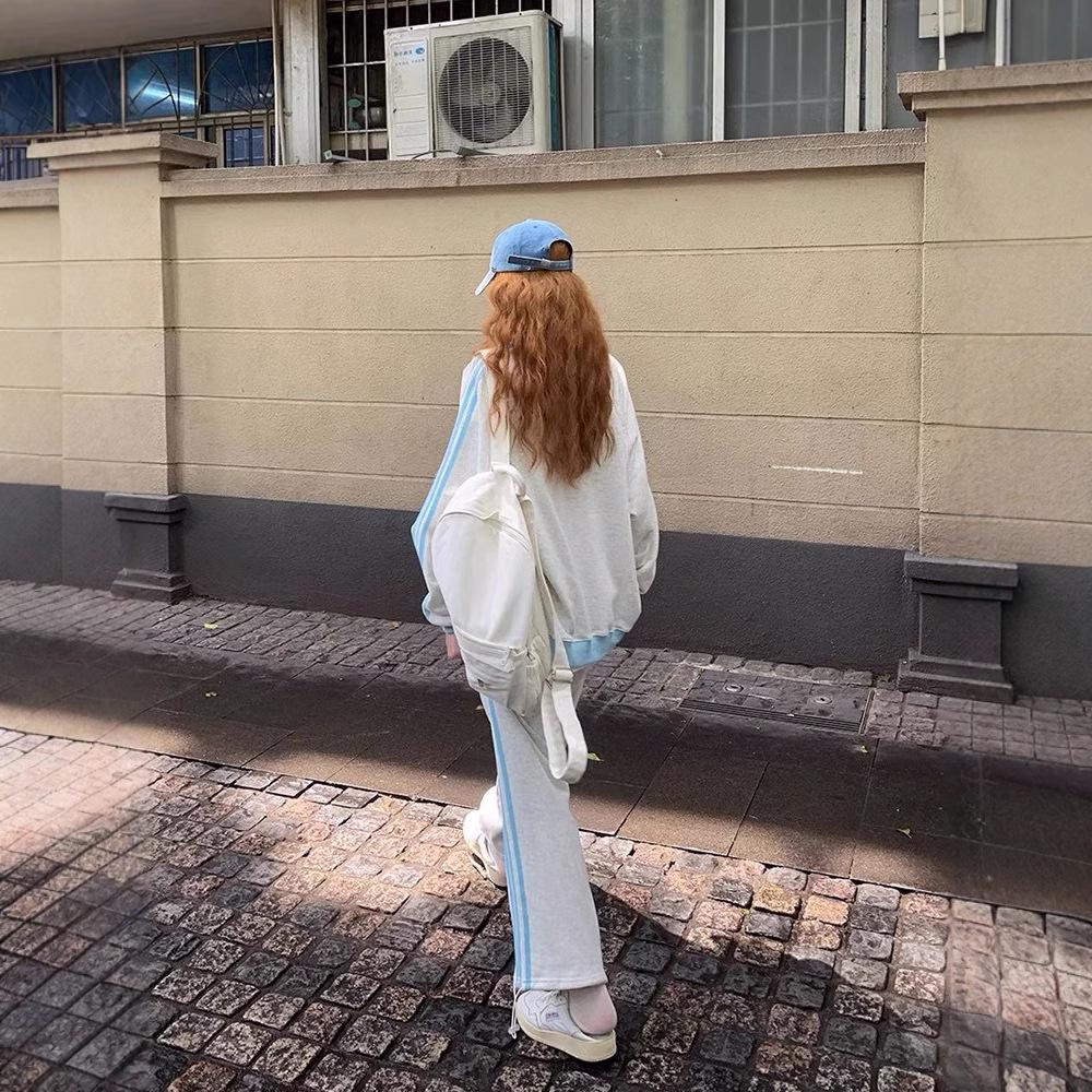 Damen Frühling/Herbst Laufanzug - Reiner Baumwoll- & Milchseidenstoff, Reißverschlussjacke & Hose im koreanischen Stil