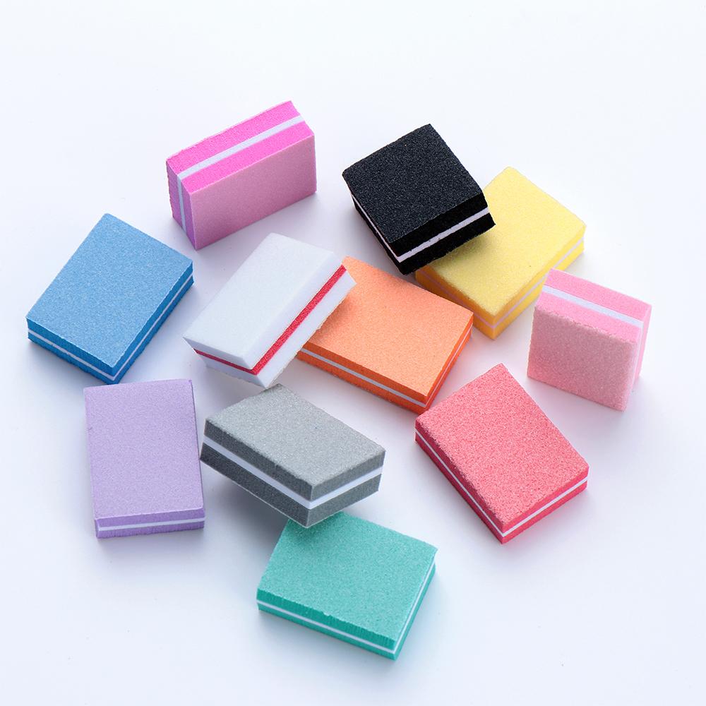 10PCS Mini Nail Files Polishing Blocks Colorful Double-sided Sponge Nail Polish Sanding Buffer Strips Nail Care Manicure Tools
