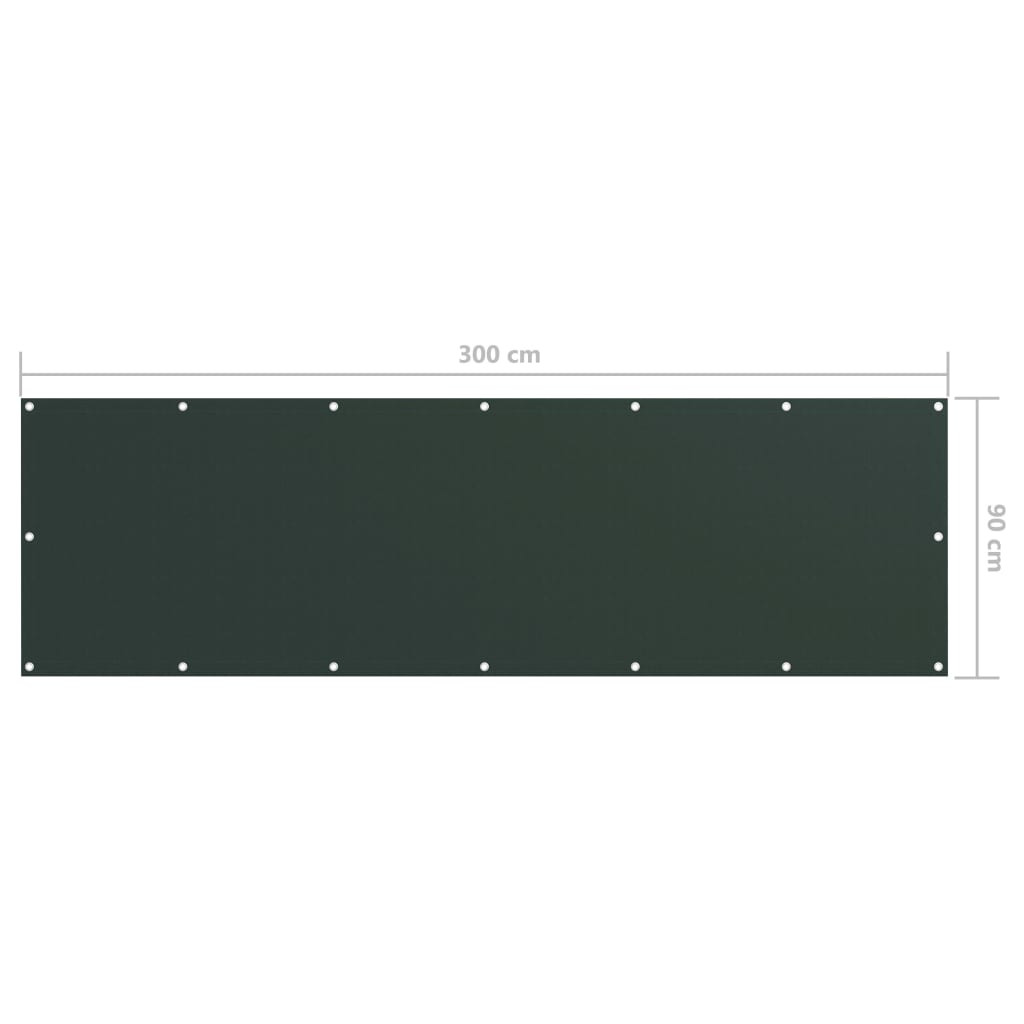 Balcony Privacy Screen Dark Green 90 x 300 cm Oxford Fabric