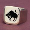 Mens Punk Titanium Steel Square Ring 18MM Wide Band Gothic Bull Design Fashion Jewelry for Men