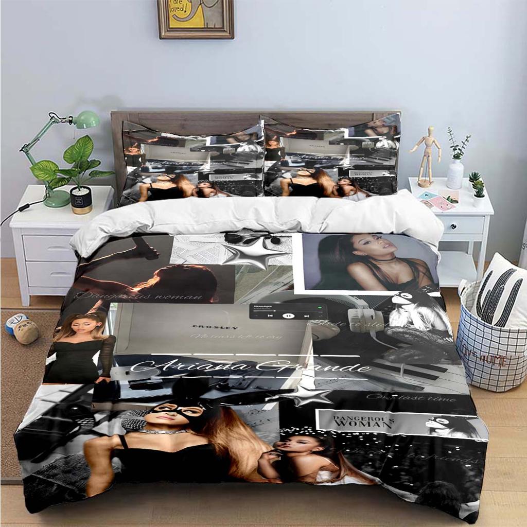 Comforter Fashion Pop Singer A-Ariana G-Grande Print Bedding Sets Bed Supplies Set Bed Comforter Set Bedding Set Luxury Gift