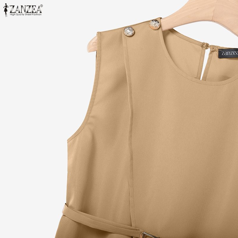 ZANZEA Women Sleeveless Tank Tops and Pants Summer Two Piece Suit Sets