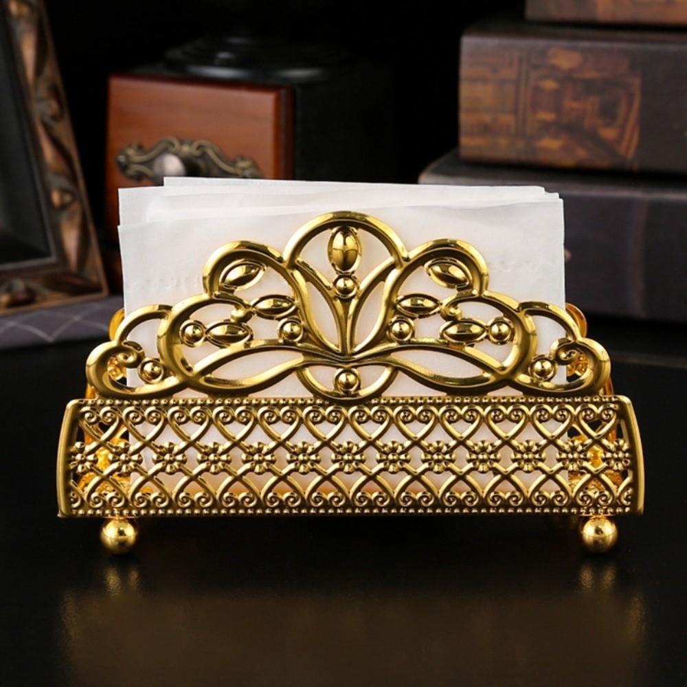 Space-Saving Ironwork Gold Tissue Holder Standing Nordic Style Flower Tissue Dispenser Rust-proof No-slip