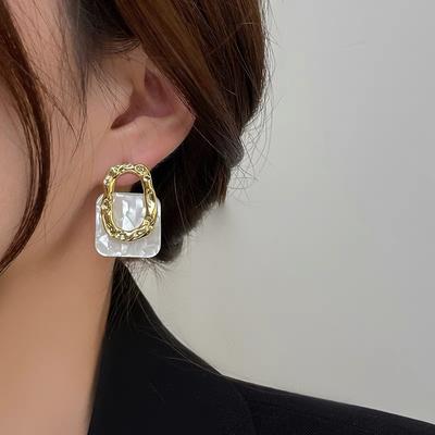 Fashion Retro Temperament Metallic Texture Acrylic Geometric Studs Earring