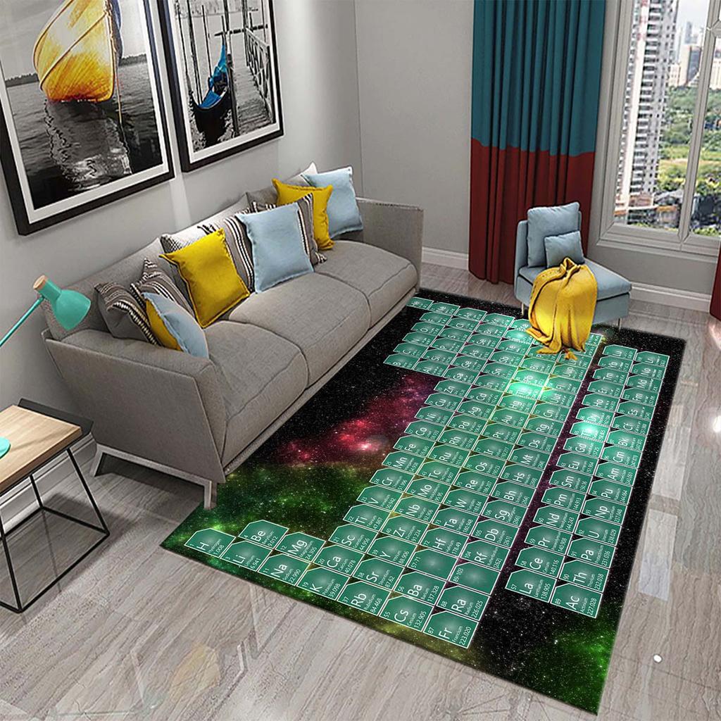 3D Periodic Table of Elements Carpet for Living Room Students Bedroom Area Rug Non-slip Floor Rug Mat Educational Mat Home Decor