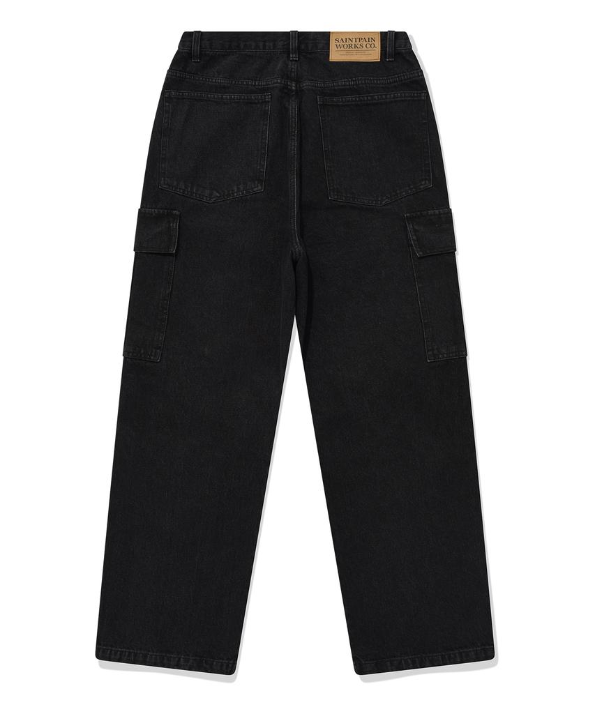 Saint Pain Sp Wide Fit Cargo Denim Pants - Black