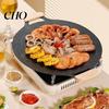 Family Size Outdoor Cooking Pan Electric Smokeless Grill, Nonstick Griddle, Korean BBQ Meat Roaster Quick Heat Conduction with Handle, Round