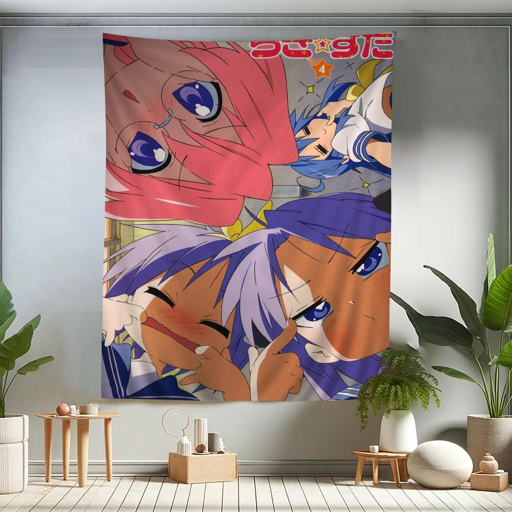 Anime Lucky Star Comedy Colorful Tapestry Wall Hanging Bohemian Wall Tapestries Mandala Wall Art Decor