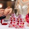 50pcs Valentine'S Day Organza Candy Bags,Red Heart-Shaped Mesh Jewelry Pouches with Drawstring Closure,Perfect for Wedding