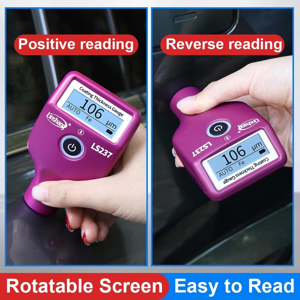 LS237 Car Paint Thickness Gauge for Auto Coating Identify Ferrous Putty Type-C Charge with Three Color and Rotatable Screen