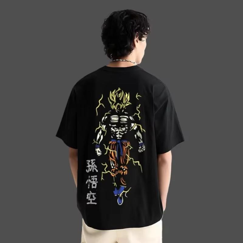 Dragon Ball Anime Goku Super Saiyan Oversized Cotton Tshirt Men and Women Breathable High Quality Y2K Short Sleeve Summer Tee