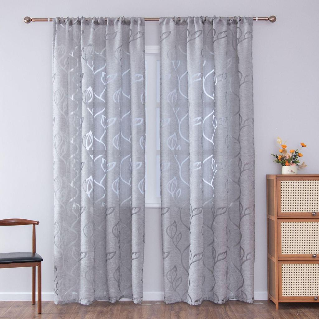 Modern Multi-color Cutout Lace Sheer Curtain for Bedroom, Living Room, Lounge - Rod Pocket Design