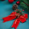6pcs, Christmas Tree Top Decoration Pendant, Large Bow Diy Velvet Cloth Cuffed Ribbon, Holiday Party Decoration, Holiday Party Gift