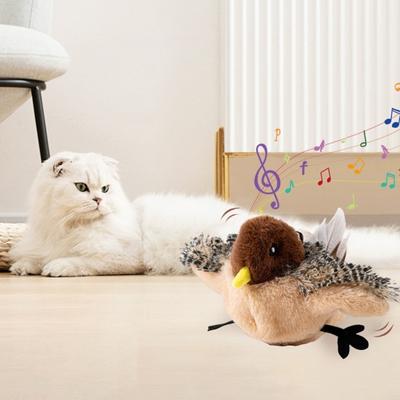 Flapping Wings Cat Toy USB Rechargeable Interactive Plush Bat Owl Chicken Toy Squeaking Catnip Toy Chirping Animals Electric Toy