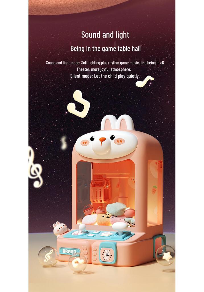Mini Claw Machine Toy with Lights and Sound - Cute Rabbit & Bear Design, Educational Birthday Gift
