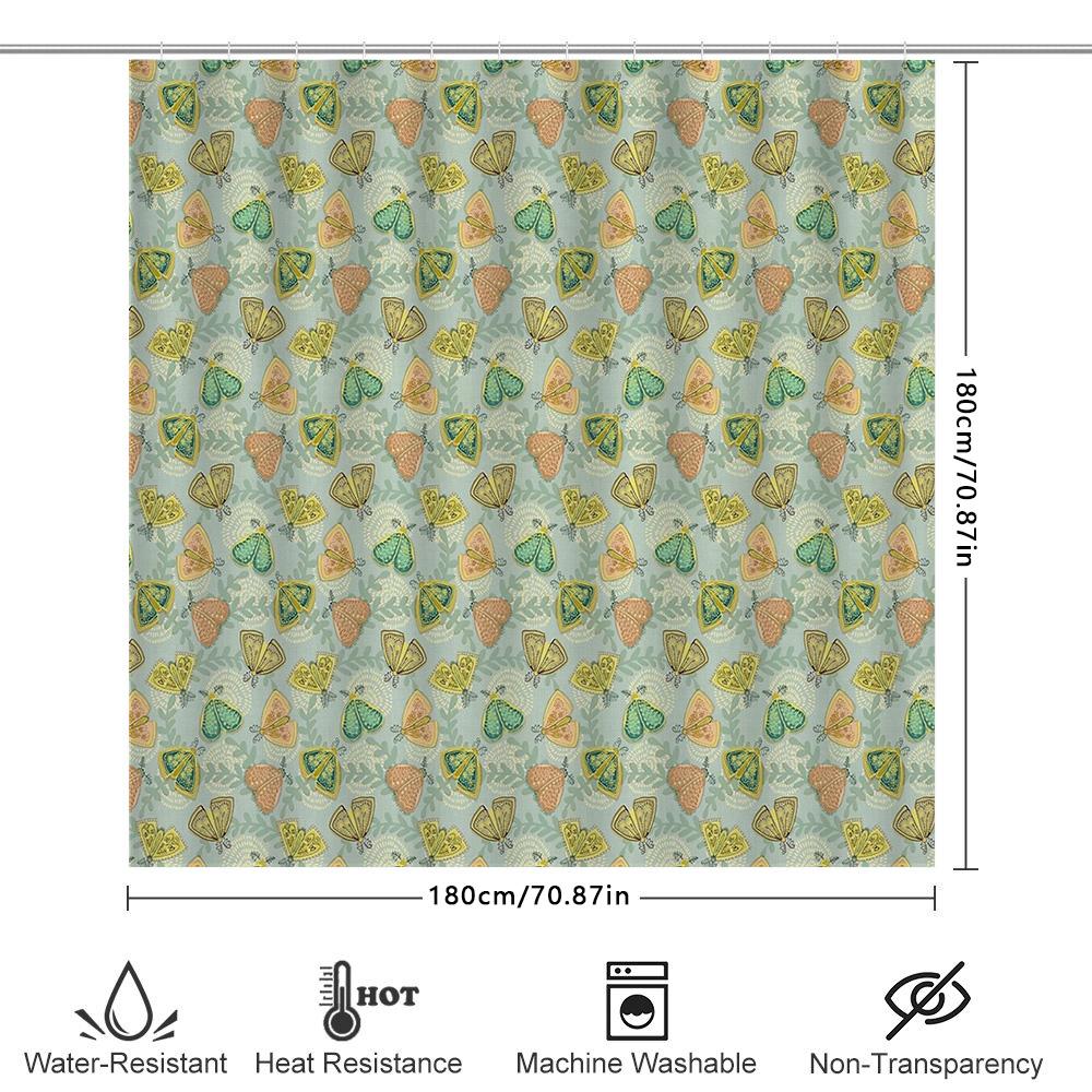 Botanical Shower Curtain Floral Greenery Pattern Bathroom Decor Nature Leafy Spa Inspired Home Textile Waterproof Fabric