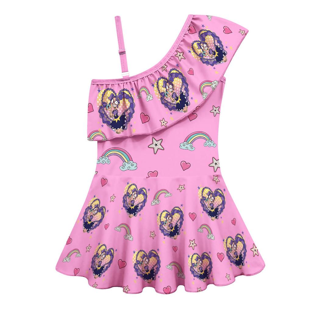

20874 Kids Girls Lily Lovebraids Rainbow Printing One-piece Swimsuit Swimwear 160cm рожевий
