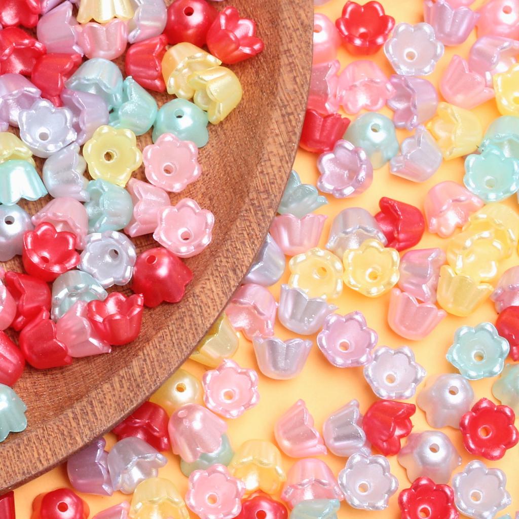 40pcs 9*6.7mm Acrylic Lily of the Valley Loose Beads Receptacle Fashion DIY Handmade Material for Jewelry Making