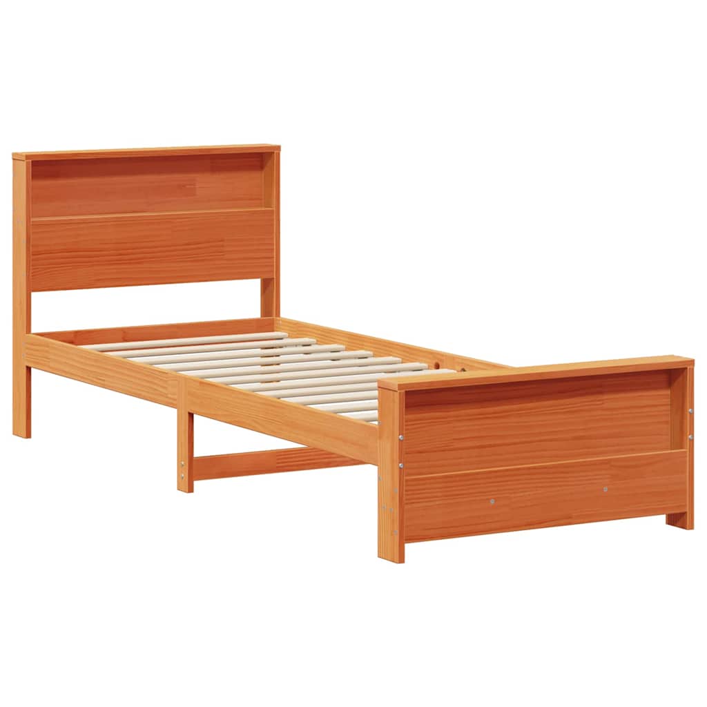 Bed Frame with Headboard Wax Brown 75 x 190 cm Engineered Wood