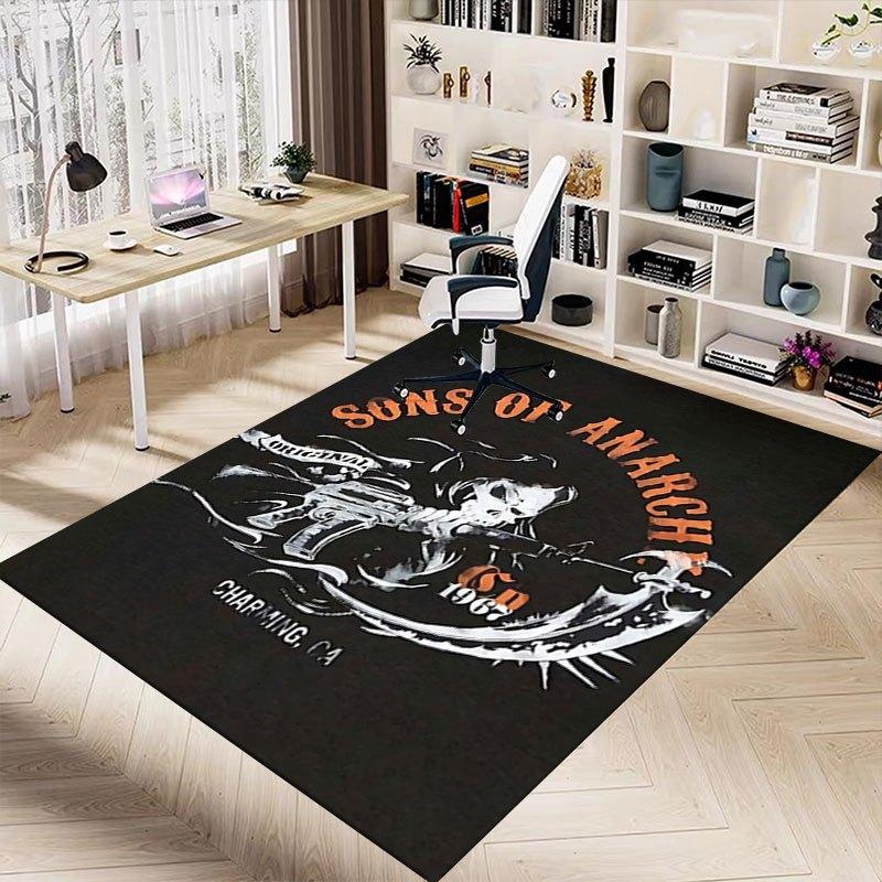 1pc Sons of Anarchy Themed Office Carpet Chair Mats - Durable Polyester Rug for Home Theater, Office, Dorm Room Decor - tA59