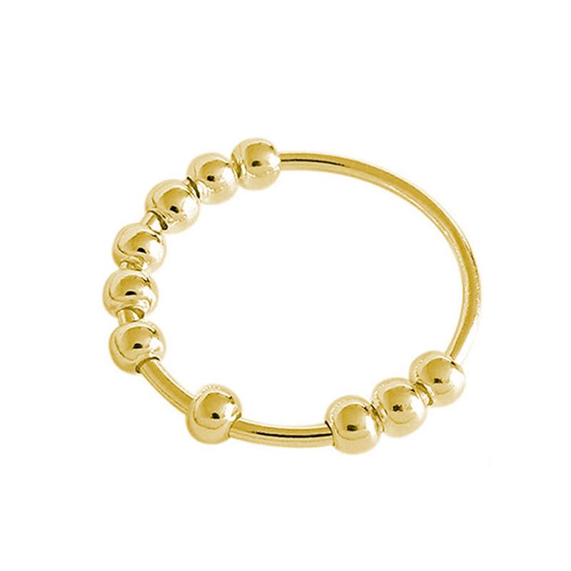New Stainless Steel Anxiety Spinner Rings Anxiety Ring with Beads Stress Relief Fidget Rings for Women Men Fashion Jewelry Gift