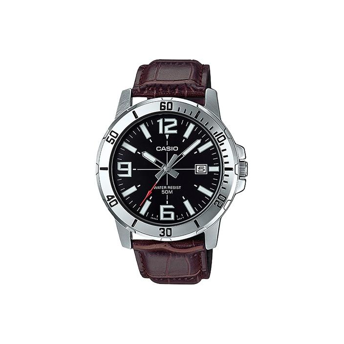 CASIO Men Standard Series Black Watch MTP-VD01L-1BV MTP-VD01L-1BV Brown Strap