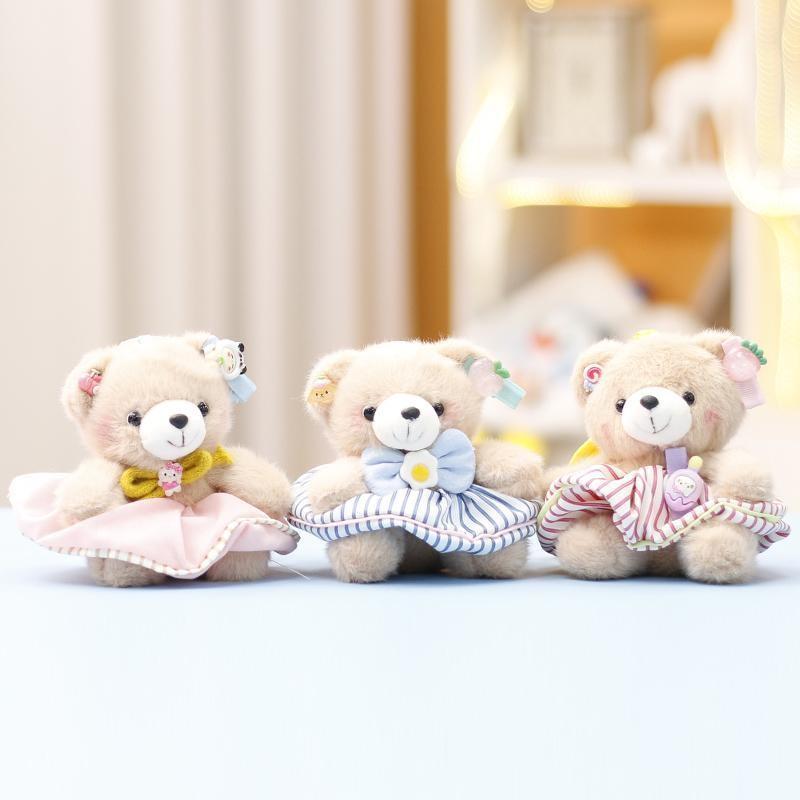 Cute Teddy Bear Plush Stuffed Animal With Pp Cotton Fill Keychain Gift For Girls