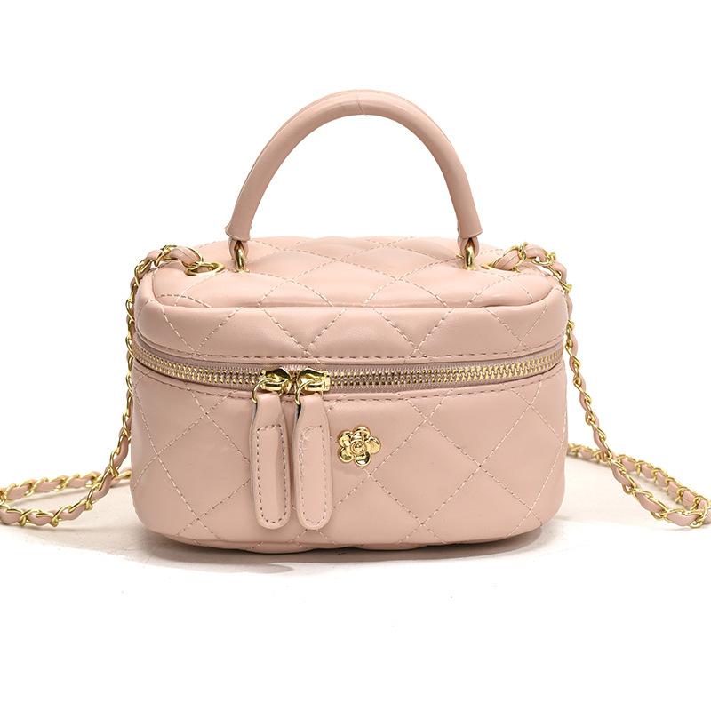 

Hot Sale Xiaoxiangfeng Rhombus Light Luxury Hand Carry Box Bag Versatile Premium Niche Design Crossbody Bag Female розовый