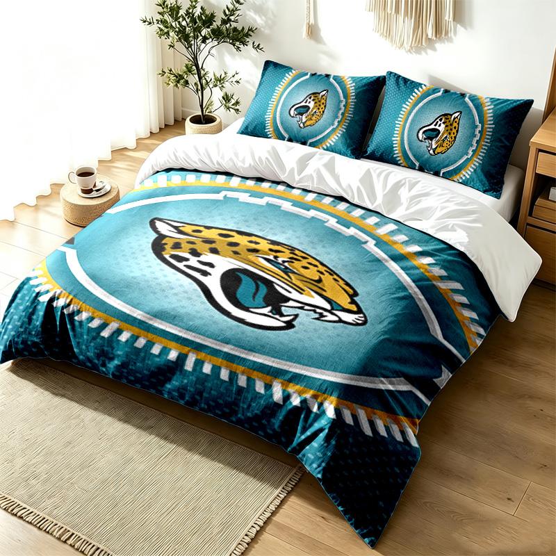 Jacksonville Jaguars 3pc Duvet Cover Set Simple Modern Bedding Set Wrinkle Resistant Soft Fabric All Season Use a perfect gift