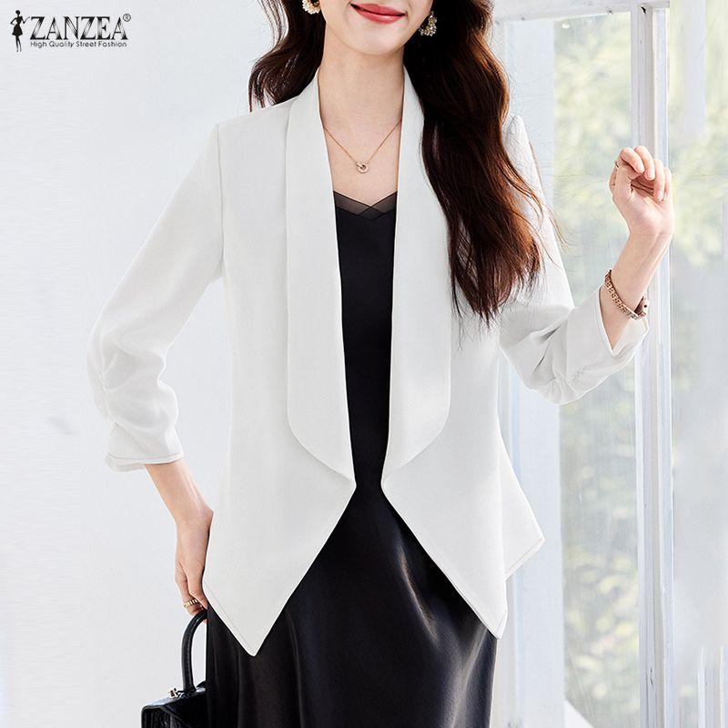 ZANZEA Women Casual Turn Down Collar Loose Long Sleeve Cardigan Tops