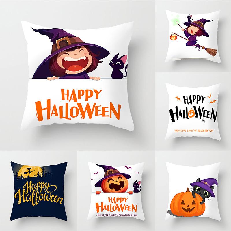 

New Halloween Pumpkin Witch Series Pillow Cover, Fleece Decorative Home Pillow Cushion Cover Sofa 45*45cm