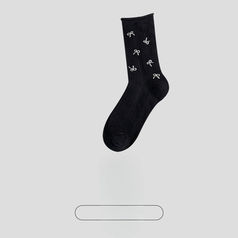 

Женские летние тонкие носки-гольфы с бантами в стиле балет, новые 1 pair чёрный