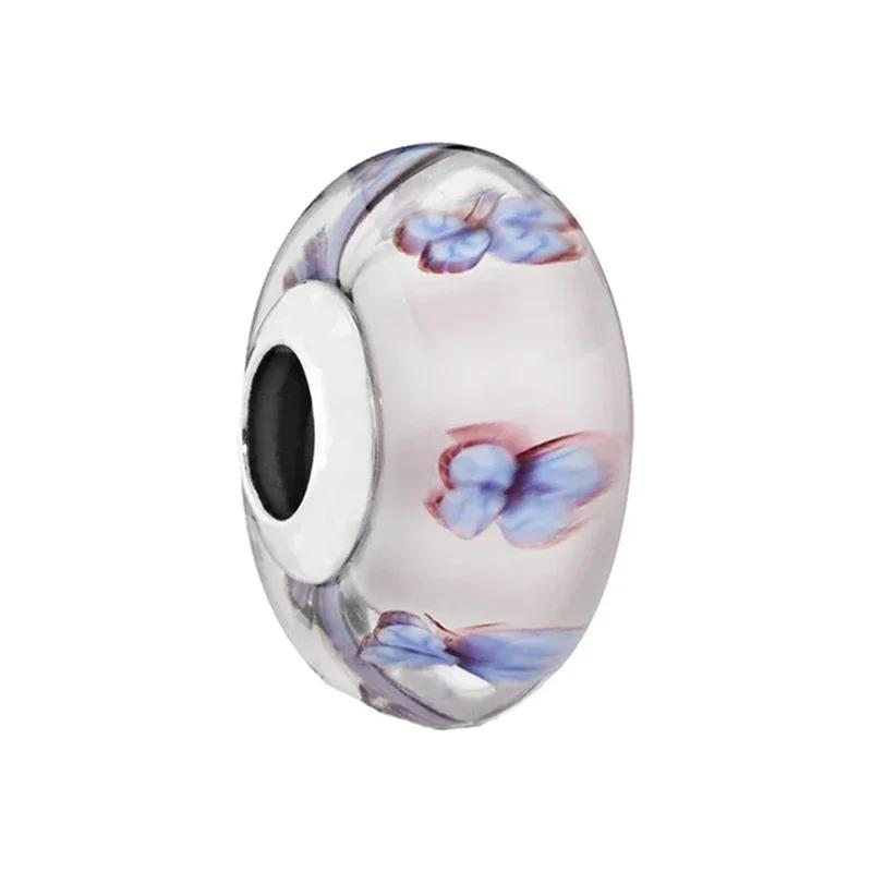 Srebro 925 Szkło Murano Galaktyka Gwiazdy Koniczyna Serce Bąbelki Błyszczące Koraliki Pasują do Bransoletki Charms DIY Biżuteria Dla Mamy