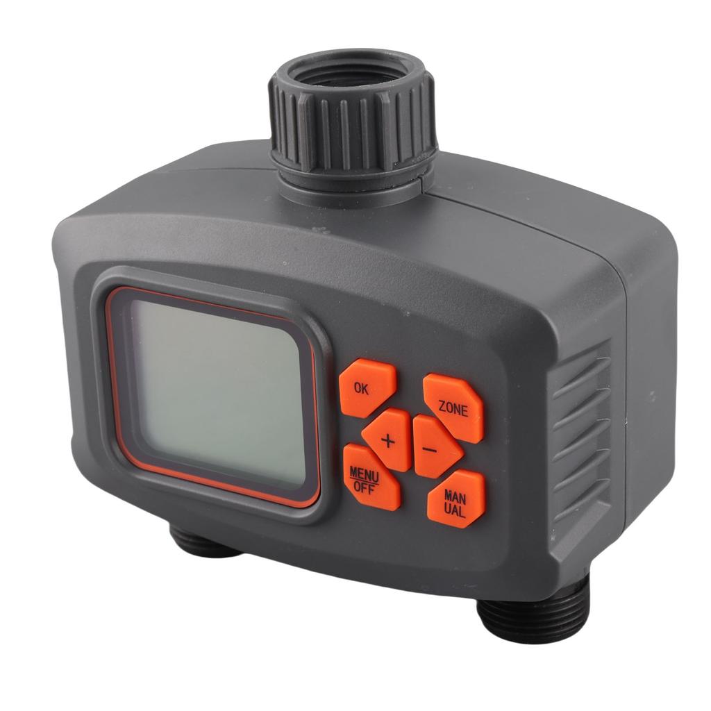 2 Outlet Hose Watering Timer with Rain Sensor, Automatic Irrigation Controller for Lawns, Gardens, Plants, G3Celsius4 Male to G1Celsius2 Female Adapte