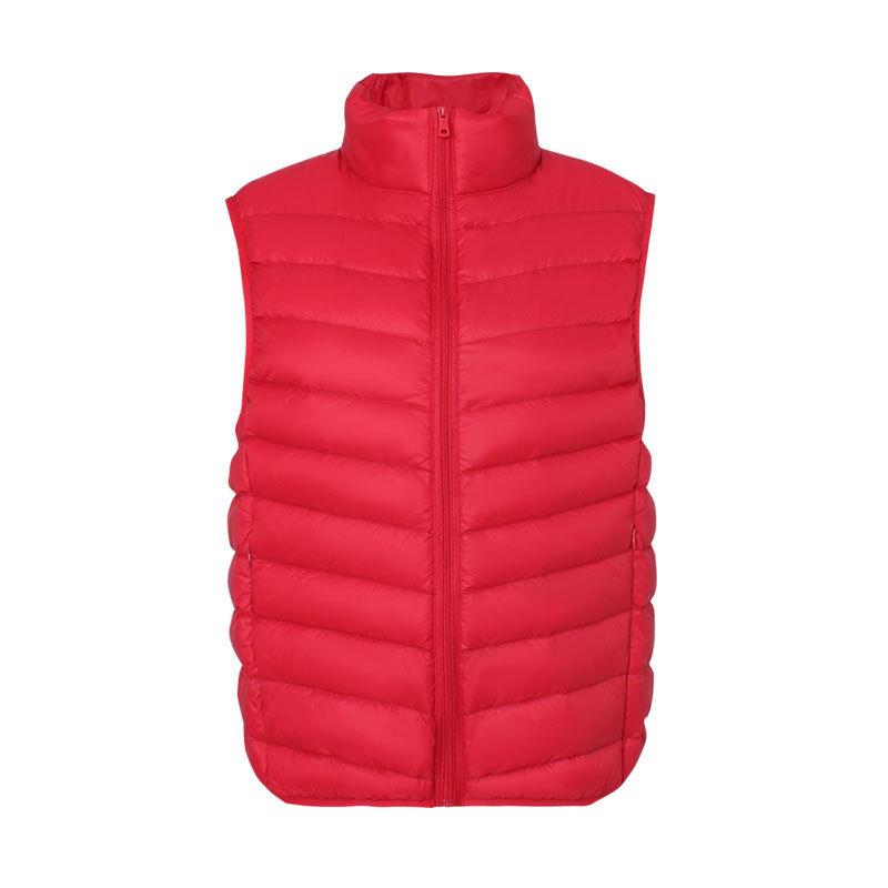 Women's Lightweight Down Vest Stand Collar Zip Up Sleeveless White Duck Down Padded Waistcoat Gilet