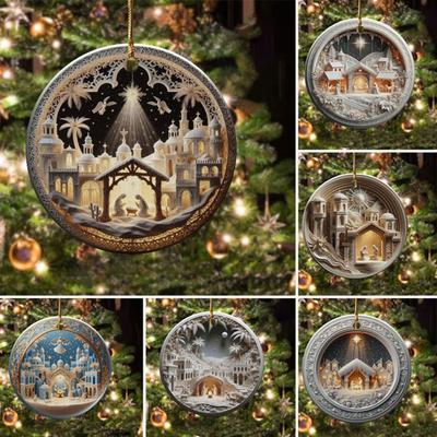 תליון אקרילי קישוט לחג המולד עם שרוך קל לתלייה קישוט סצנת הלידה