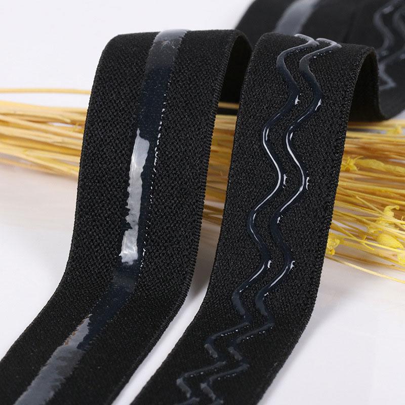 2/5Meters Black Elastic Bands Silicone Non-slip Bra Rubber Tape For Belt Garment Wave Ribbon DIY Clothes Sewing Accessories