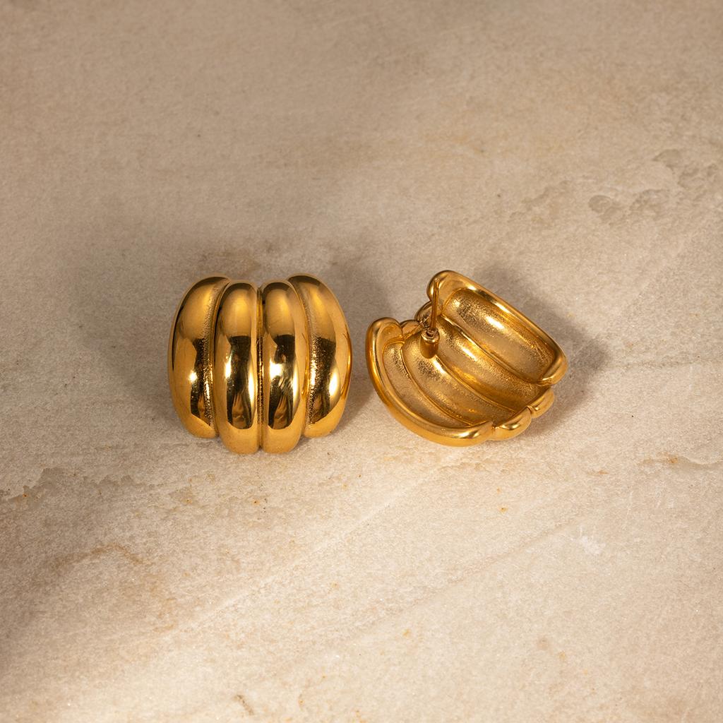 Youthway Gold Plated Stainless Steel Smooth Banana Shaped Chubby Stud Earrings Glossy Fashion Jewelry For Women Gift