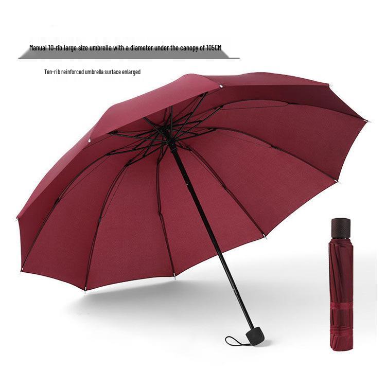 Automatic Three-Fold Sun & Rain Umbrella with Logo, Black Glue Sunscreen, and Ten Ribs