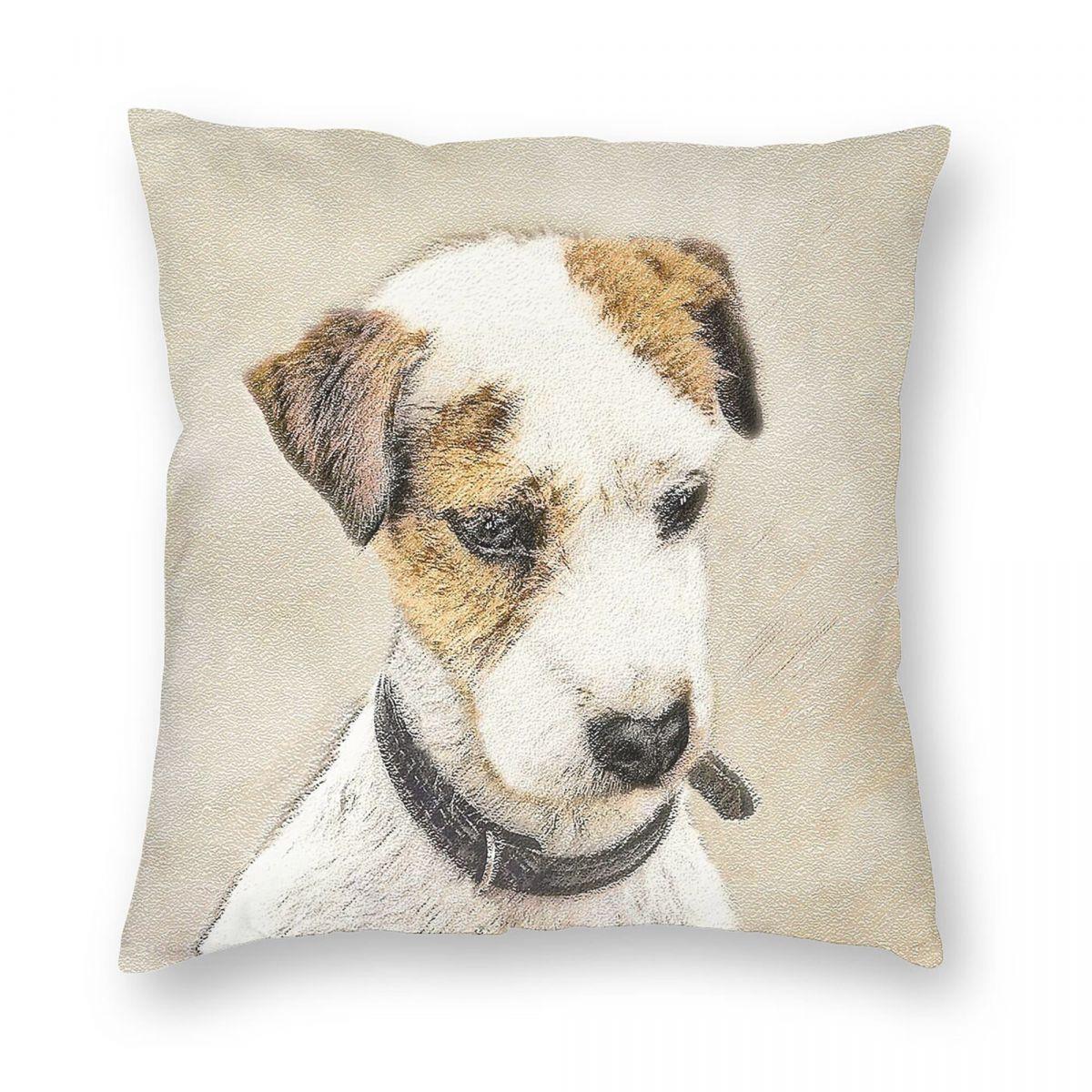 Parson Jack Russell Terrier Square Pillowcase Polyester Linen Velvet Pattern Zip Decorative Sofa Seater Cushion Case 30x30cm