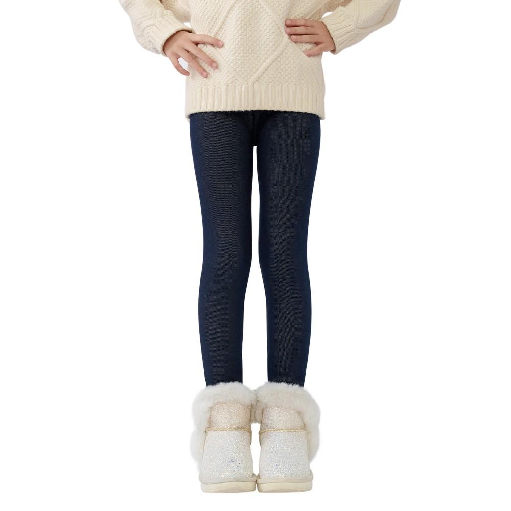 Simple Autumn Winter Leggings Girls' Fleece Thick Warm Leggings Cute Pants Kid Girl Colorful Children Solid Trousers