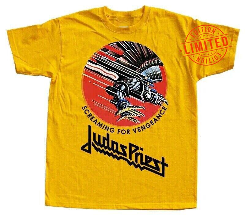 

JUDAS PRIEST SCREAMING FOR VENGEANCE DTG PRINT YELLOW MEN T SHIRT S-5XL Unisex T-Shirt L