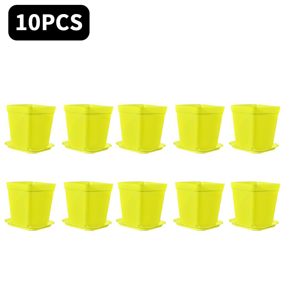 10p Square Nursery Flower Pot Mini Plastic Flower Seedling Pots for plants  Colorful Square Plant Pot Flower Tray for Home Garde