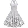 Vintage Polka Dot Cotton Blend Sleeveless Dress With Tie Waist For Casual And Party Wear