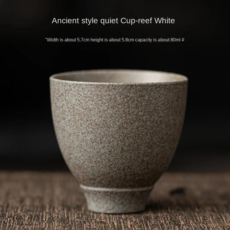 Japanese Style Handmade Retro Stoneware Tea Cup Ceramic Kung Fu Tea Cup Fragrance-Smelling Cup Small Single Cup Teacup Bowl Mug