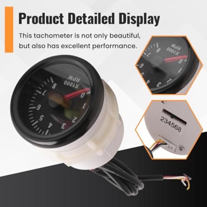 52mm Electric Tachometer 0-8000 RPM Tacho Meter For Cylinder Gas Engine Boats And Yachts Gauges Interior Parts Replace Plastic