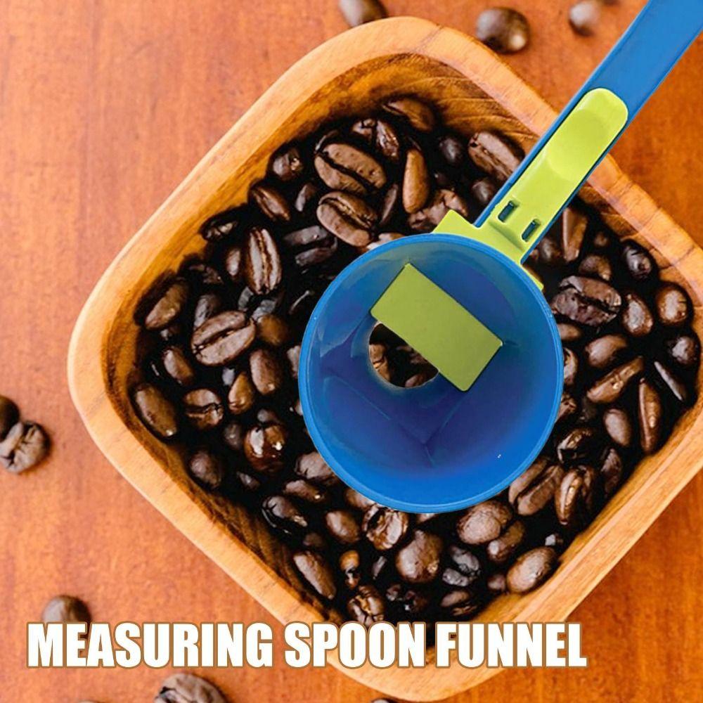 Flling Coffee Scoop Funnel Reusable Plastic Sliding Scoop Funnel 2 in 1 Sliding Design Measuring Spoon Kitchen Accessories