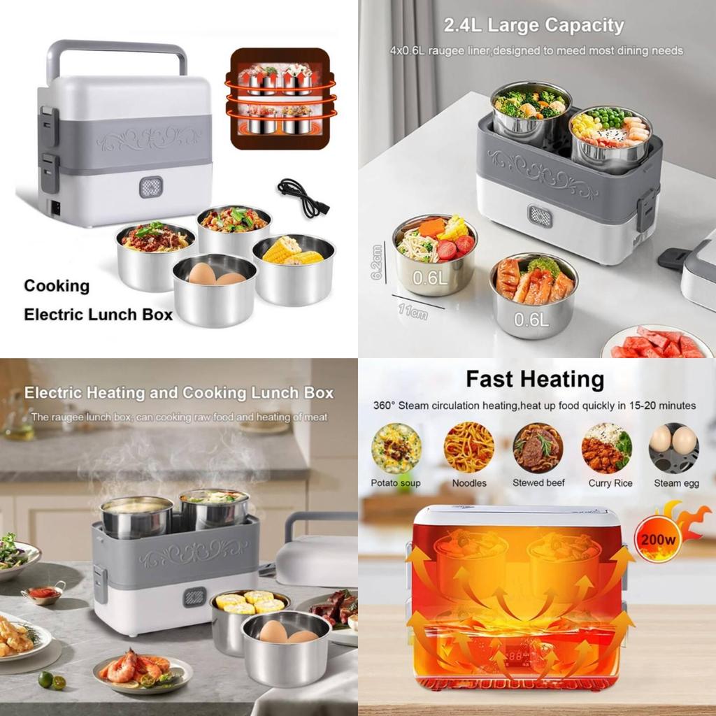 Electric Heated Lunch Box With Removable Inner Pot For Office Use