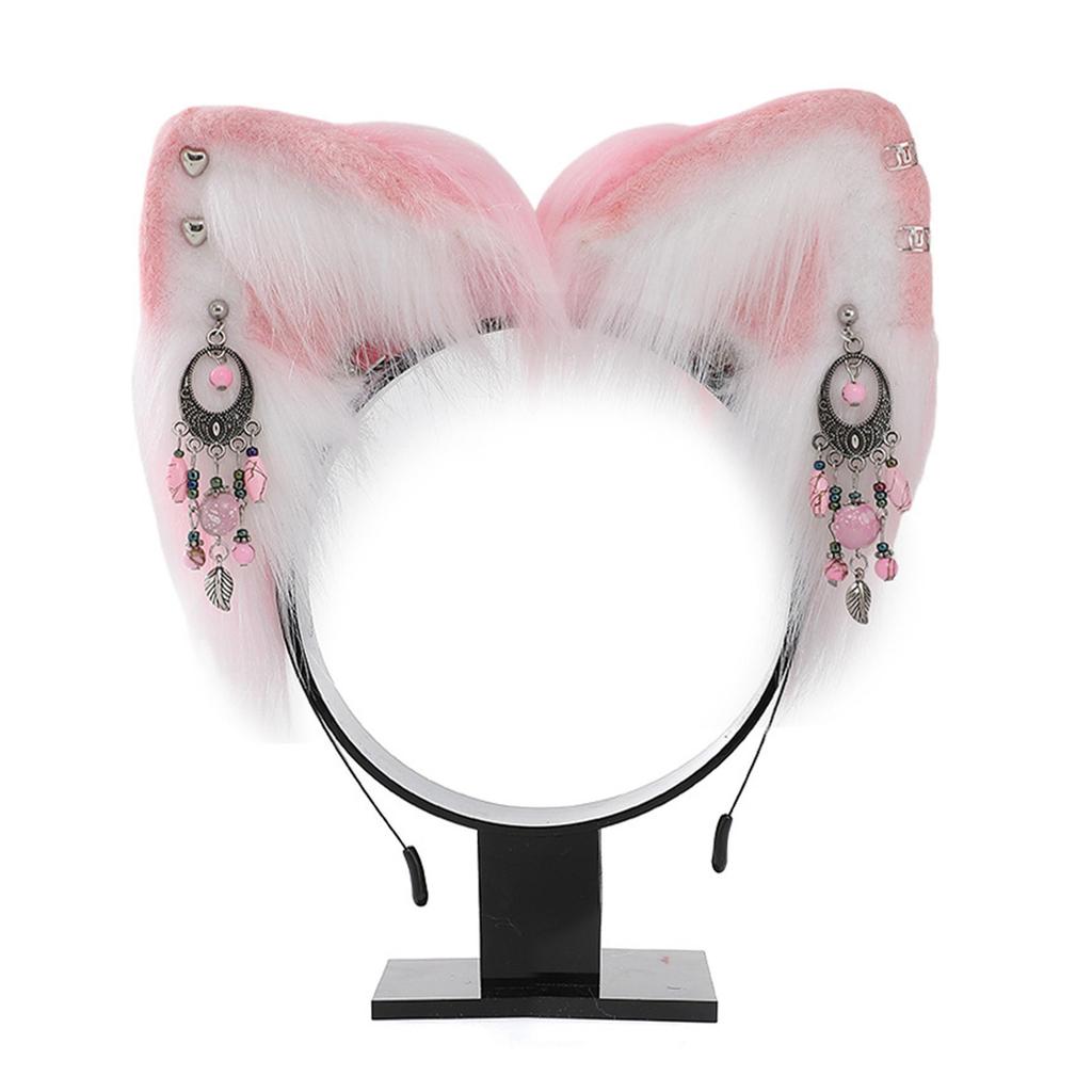 Cat Ear Headband with Colorful Ear Jewelry Sweet Girls Cosplay Beast Ears Fursuit Masquerade Halloween Cosplay Party